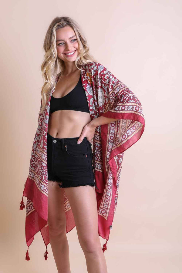 Leto Accessories - Touch of Morroco Tapestry Tassel Kimono 💙