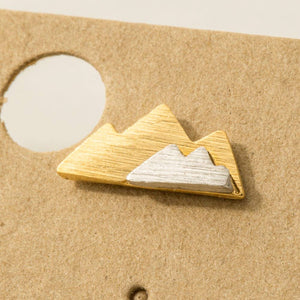Fame Accessories - Two Toned Mountain Stud Earrings