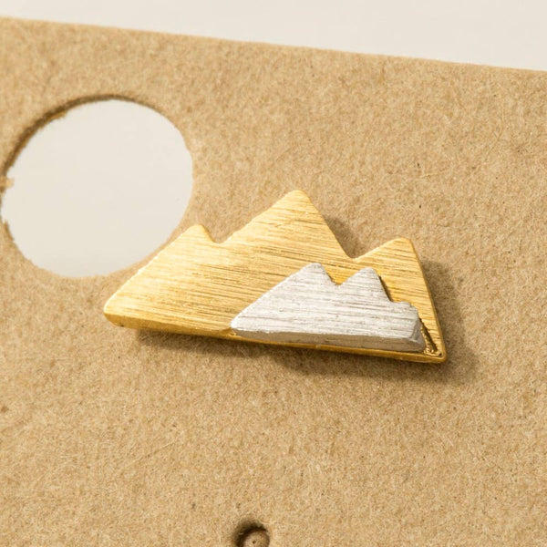 Fame Accessories - Two Toned Mountain Stud Earrings