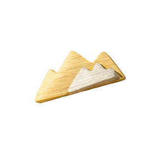 the beehive two-tone gold and silver brass mountain stud earring on a cardboard display card