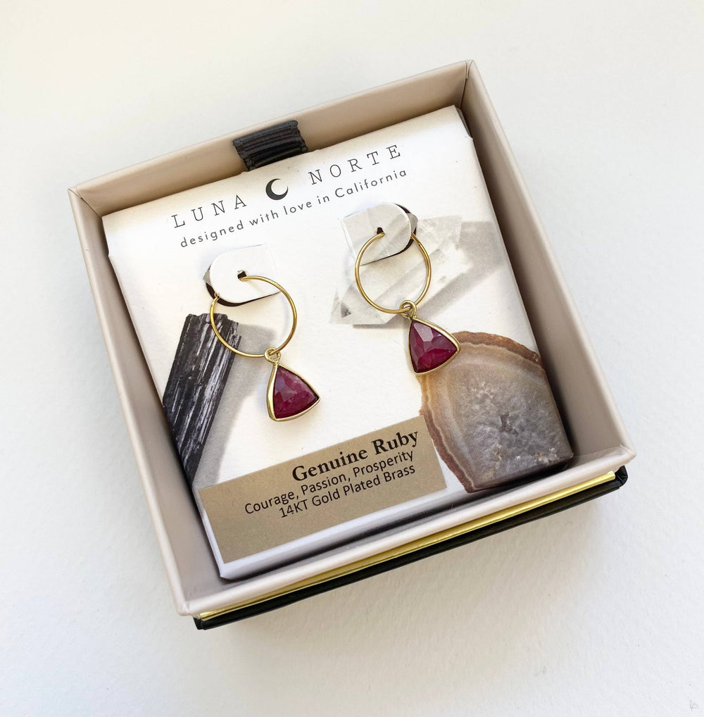 Ruby Bermuda Triangle Mini Hoop Earrings