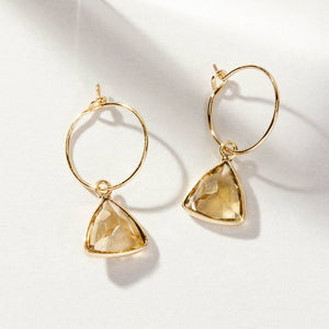 Luna Norte - Bermuda Triangle Mini Hoop Earrings- Citrine