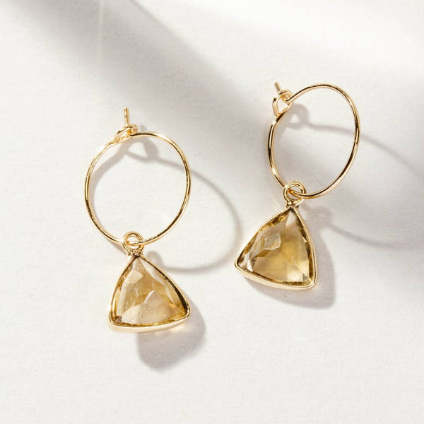 Luna Norte - Bermuda Triangle Mini Hoop Earrings- Citrine