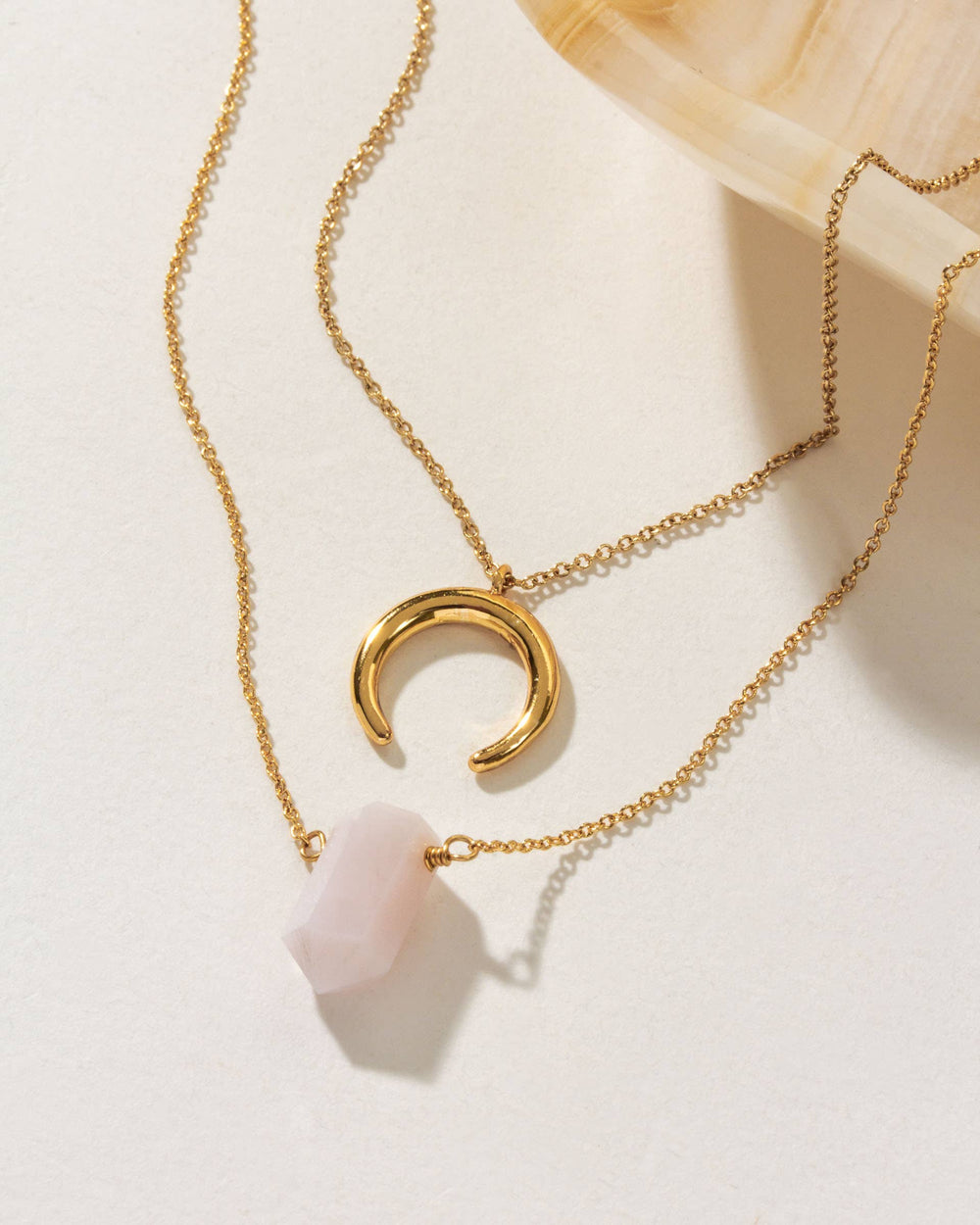 Peruvian Opal + Golden Moon Necklace Set
