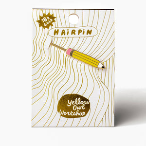 Yellow Owl Workshop - Pencil Hairpin | Gold Teacher & Stationery Lover Gift