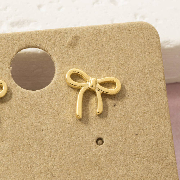 Fame Accessories - 18K Gold Dipped Polished Bow Stud Earrings