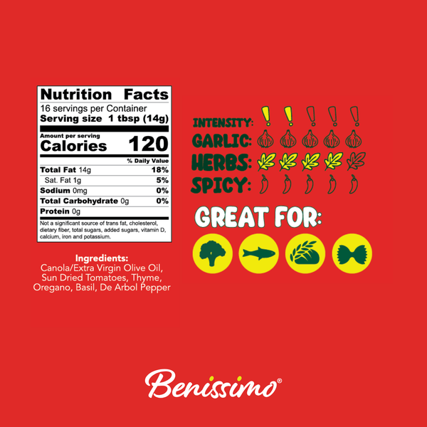 Benissimo / Hongar Farms / Lesley Elizabeth - Italiano Infused EVOO Blend – 8.45 fl oz Cruet