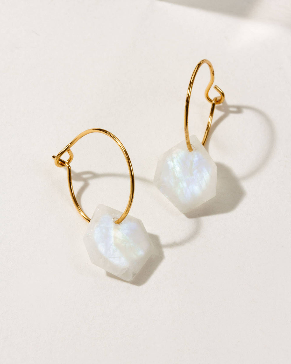 Moonstone Geometry Mini Hoop Earrings