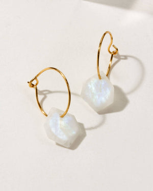 Moonstone Geometry Mini Hoop Earrings
