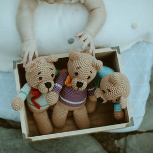 Pebble - Handcrafted Velvety Boho Teddy Bears – Teal, Blue & Purple