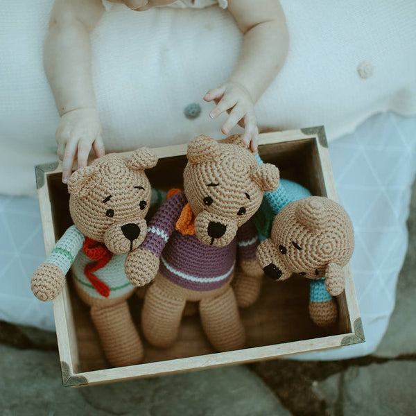Pebble - Handcrafted Velvety Boho Teddy Bears – Teal, Blue & Purple