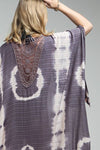 Shop Neighbors - Tie Dye with Crochet Accent Kimono: BLUE