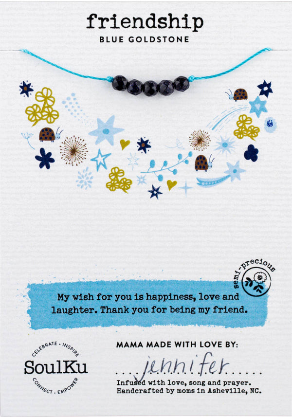 SoulKu - Blue Goldstone Little Wishes KIDS Necklace for Friendship