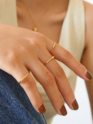 Flânerie by MAIQ - Rowena 18K Gold Non-Tarnish Minimalist Band Rings: Yellow Gold / 7