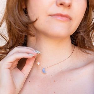 SoulKu - Blue Opal I Love You To The Moon & Back Necklace