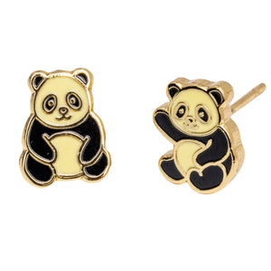 Yellow Owl Workshop - CURIO Panda Earrings | Zoo Gift | Mismatched Gold Studs