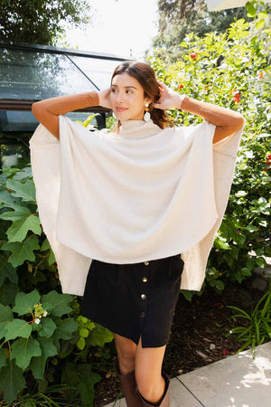 Grey Eco Friendly Turtleneck Poncho