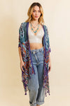 Paisley Print Open Front Kimono w/ Cinched Arms