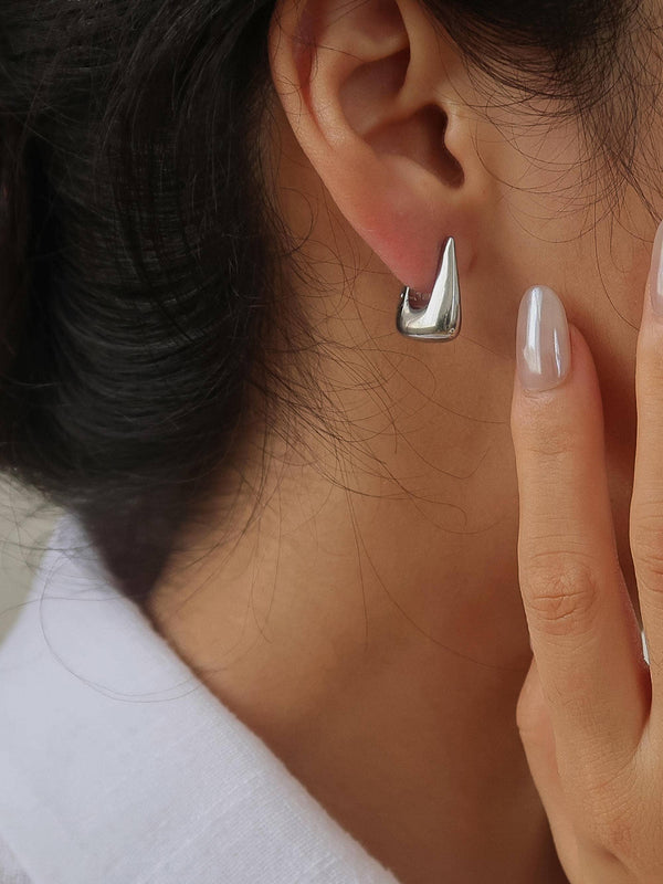 Cadance Silver Non-Tarnish Geometric Hoop Earrings