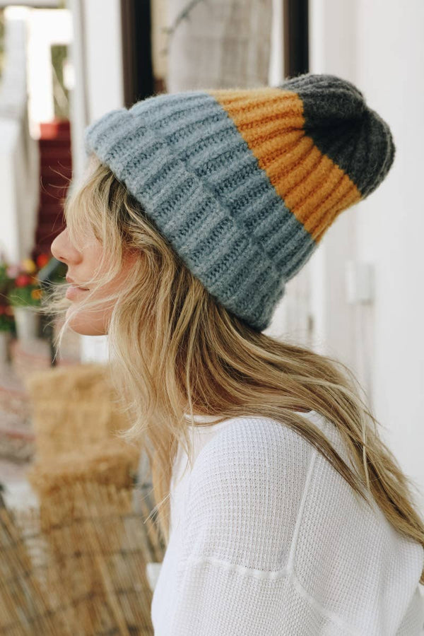 Cozy Color Block Wool Blend Knit Beanie
