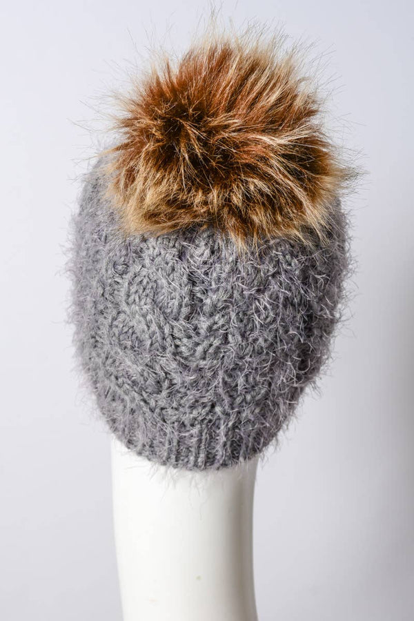Cable Knit Pom Pom Beanie