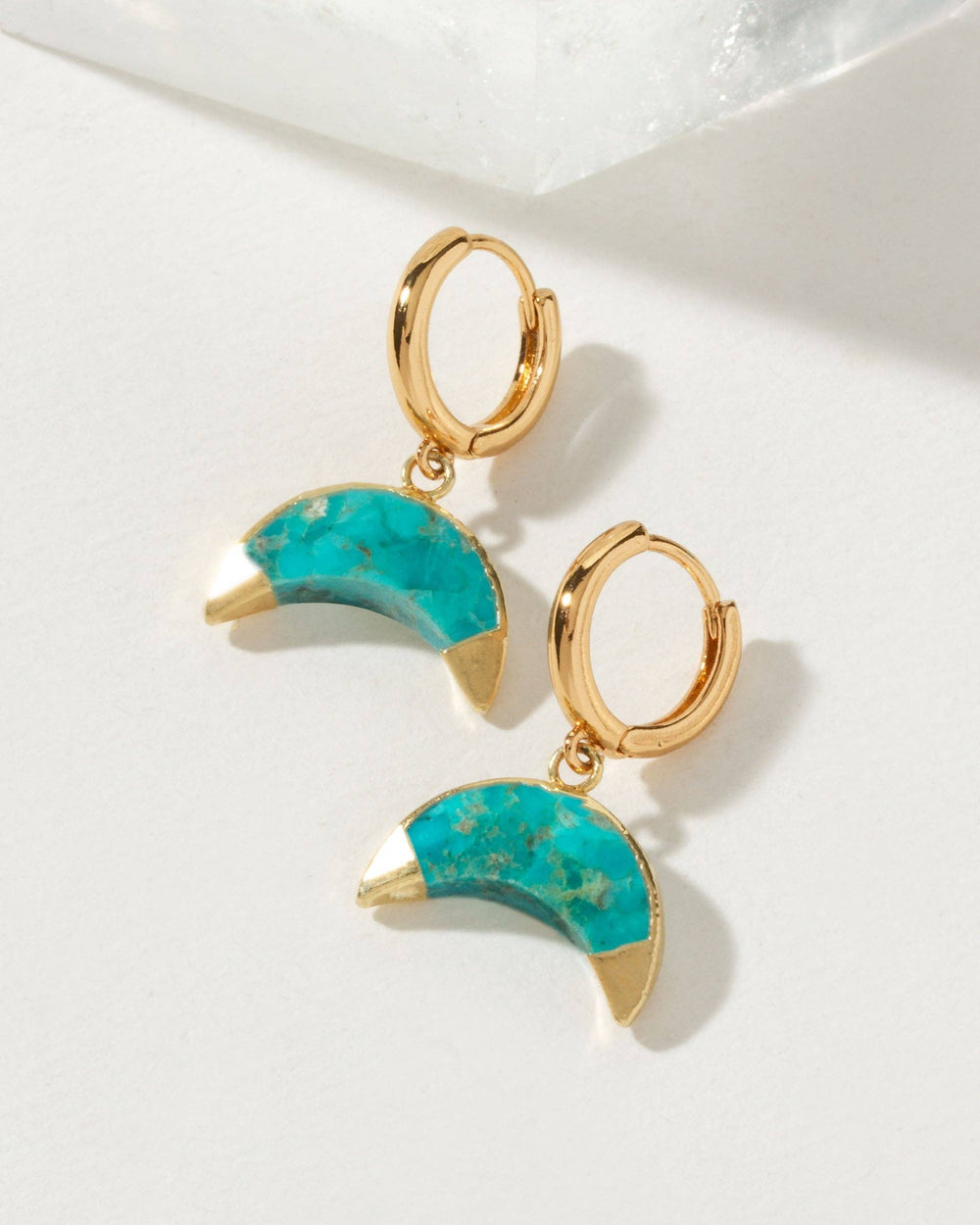Turquoise Crescent Huggie Hoop Earrings