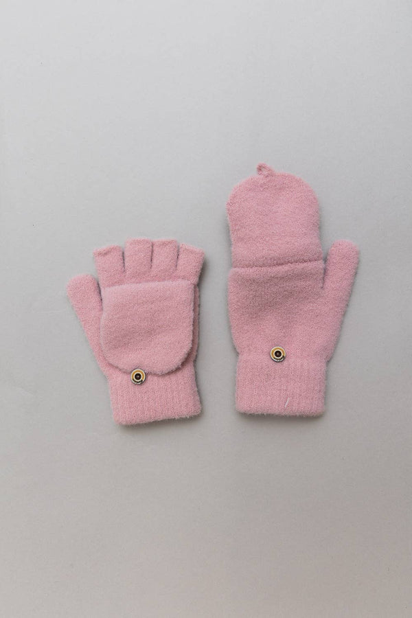 Knit Convertible Fingerless Gloves with Mitten Flap