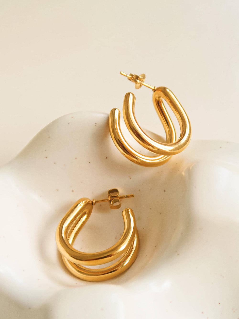 Lucille Non-Tarnish Double C Hoop Earring