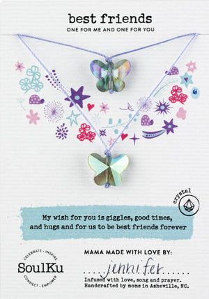 SoulKu - Blue Butterfly Little Wishes KIDS Best Friends Necklace Set