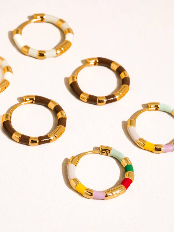 Flânerie by MAIQ - Avielle 18K Gold Vintage Enamel Hoop Earring