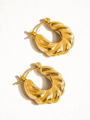 Kimberly Gold Non-Tarnish Braided Hoop Earring