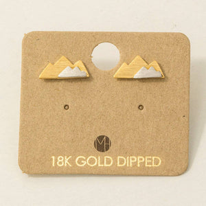 Fame Accessories - Two Toned Mountain Stud Earrings