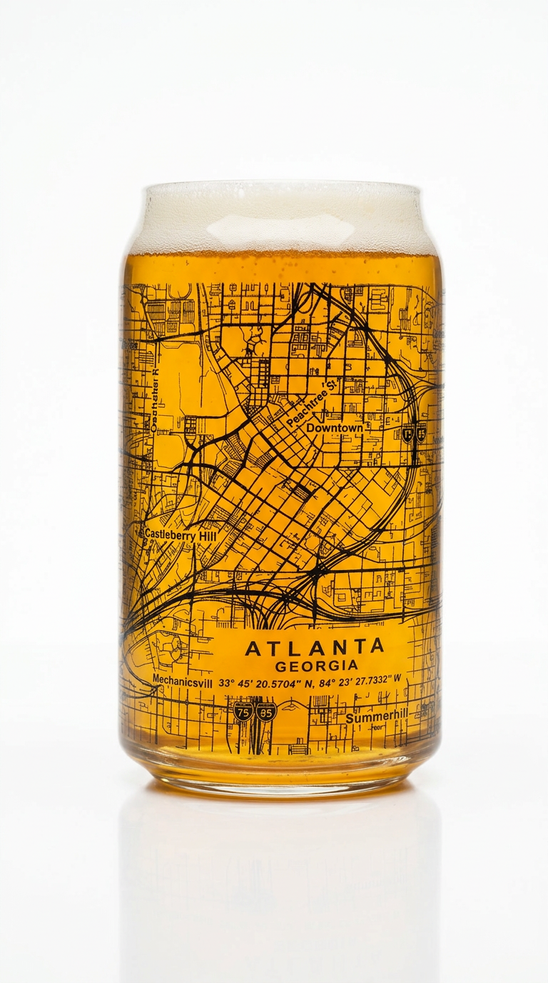 Atlanta Topographic Map Pint Glass