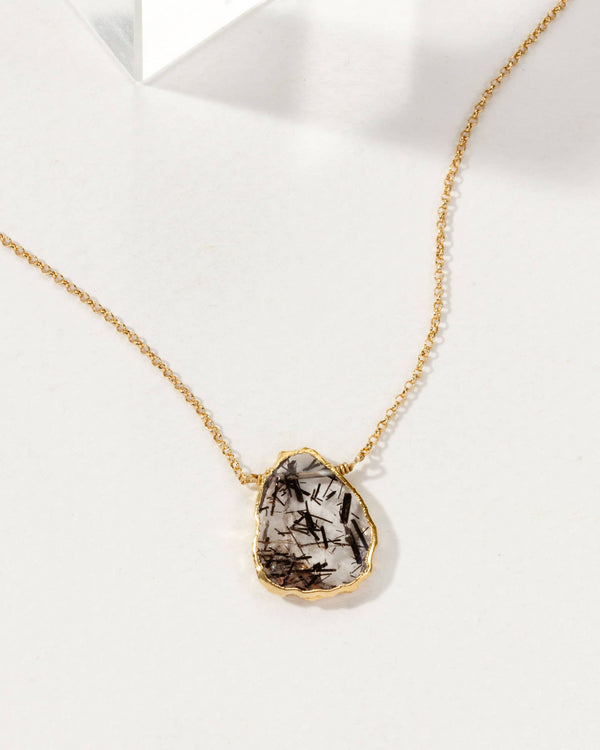 Earth, Wind and Fire Tourmalinated Quartz Necklace