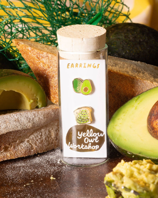 Yellow Owl Workshop - Avocado Toast Earrings | Foodie Mismatched Gold Studs