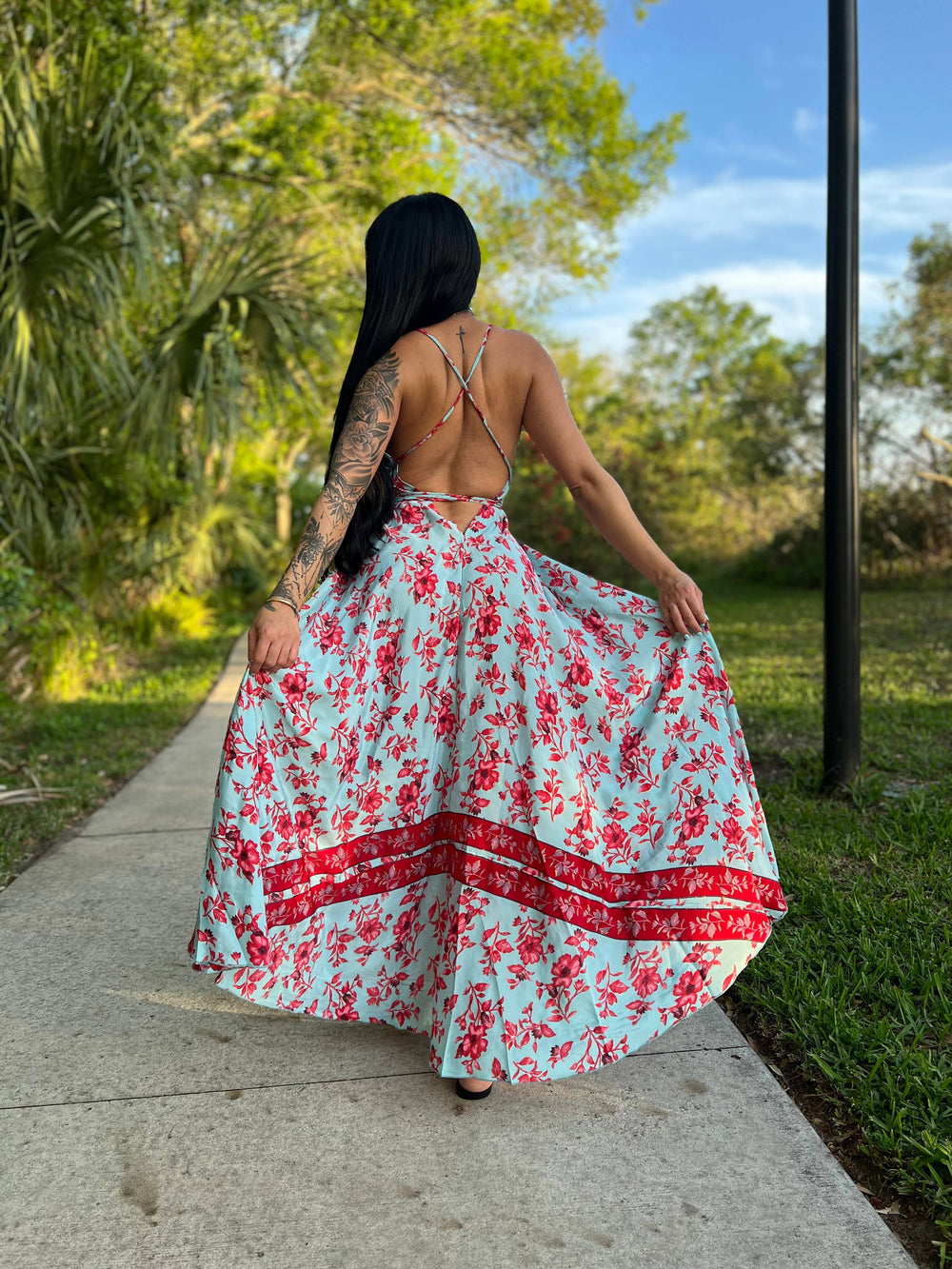 Boho Halter Maxi Dress with long tassel wrap