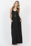 42POPS - ,.. V-NECK CAMI MAXI DRESS /w adjustable strap: L / LT GREY