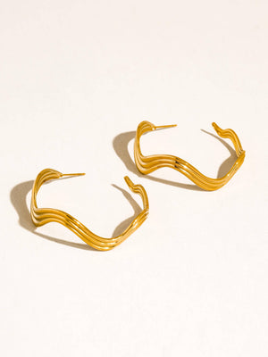Fontaine 18K Gold Non-Tarnish Wave Statement Earrings