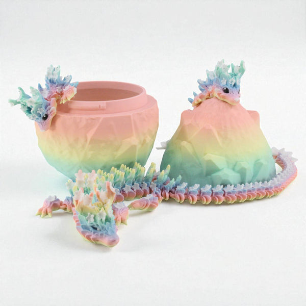 3D Printed Rainbow Blossom Dragon, 3D Printed Baby Dragon