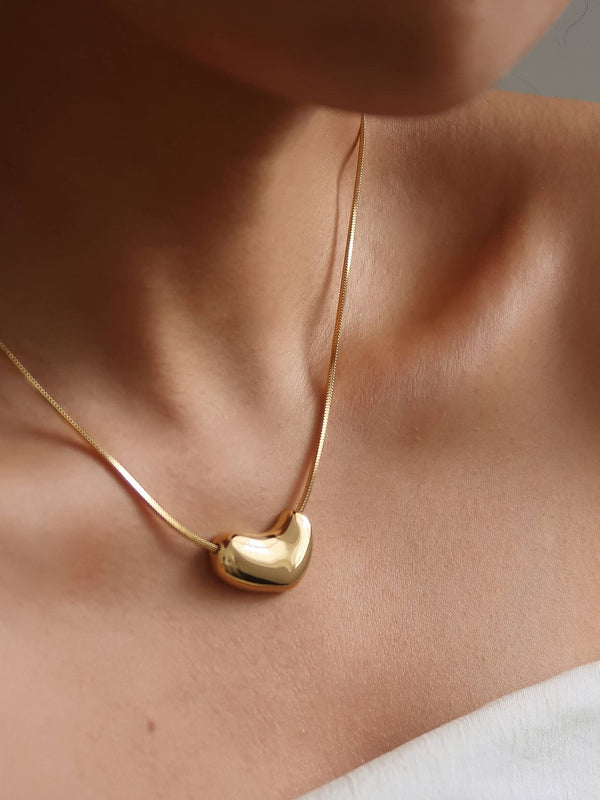 Louis Gold Non-Tarnish Puffy Heart Necklace