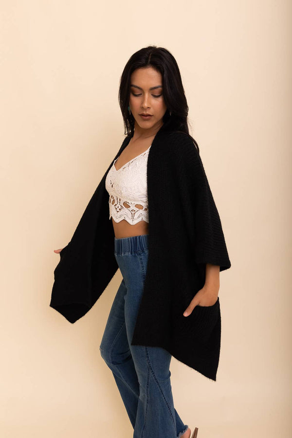 Chic Boucle Cardigan Poncho
