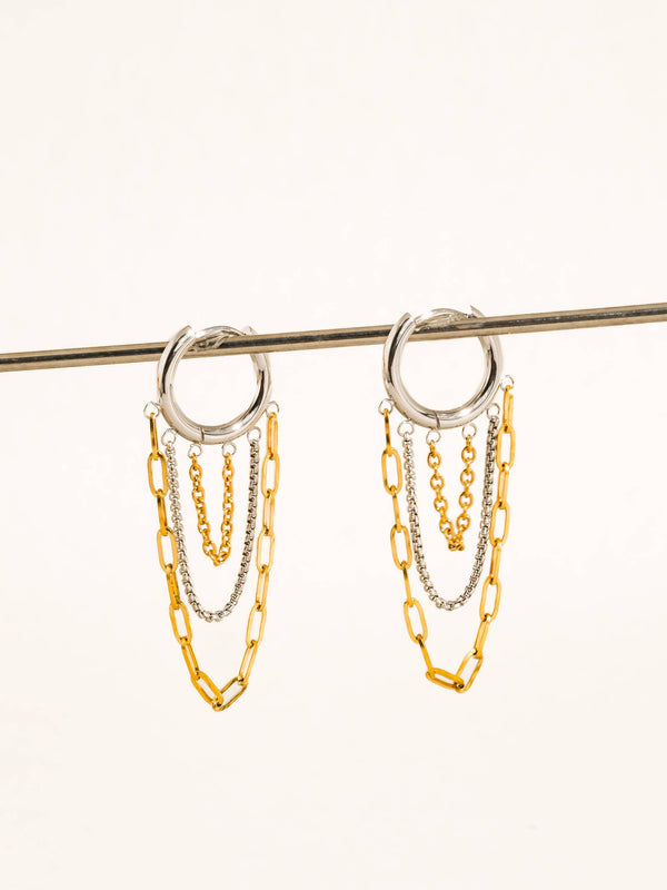 Vianne 18K Gold Non-Tarnish Multi Chain Drop Earrings