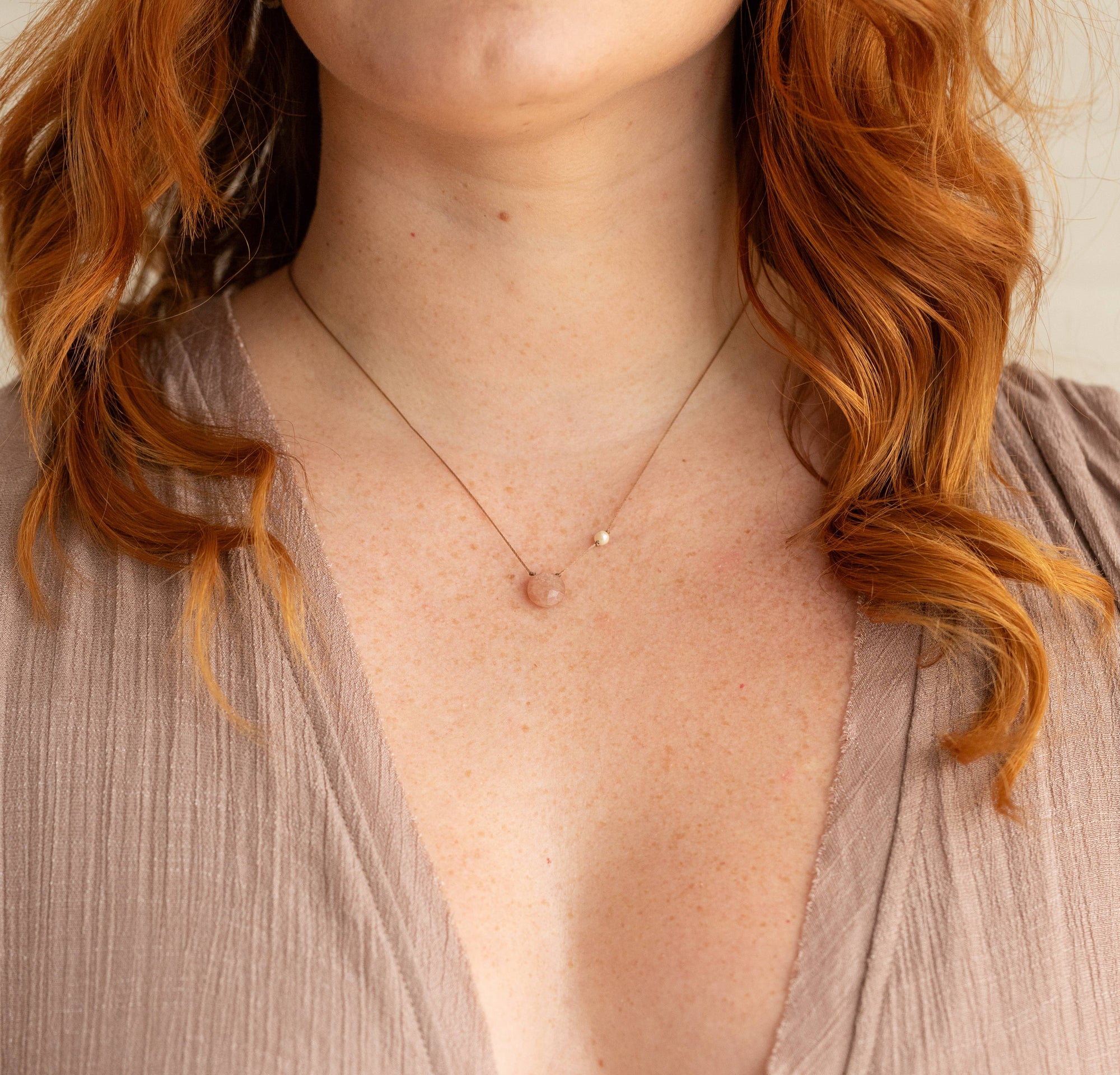 You Are Cherished Pearl & Peach Moonstone Necklace