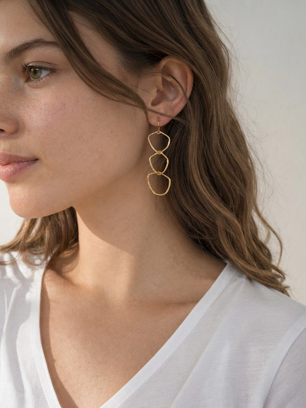 Francisca Hand Hammered Brass Earrings