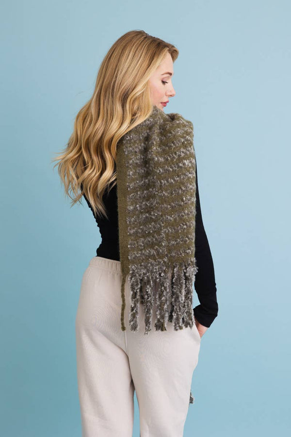 Black Ultra Soft Tassel Scarf