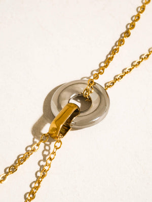 Flânerie by MAIQ - Brixton 18K Gold Non-Tarnish Two Tone Circle Necklace