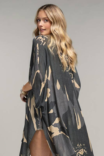 Shop Neighbors - Sweeping Floral Kimono: AQUAMARINE