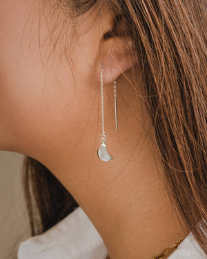 Moonstone Eclipse Threader Earrings