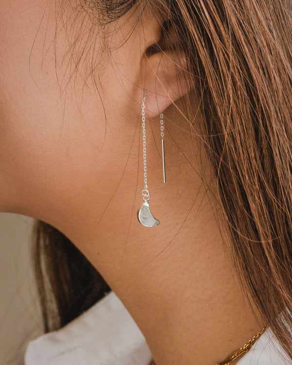 Moonstone Eclipse Threader Earrings