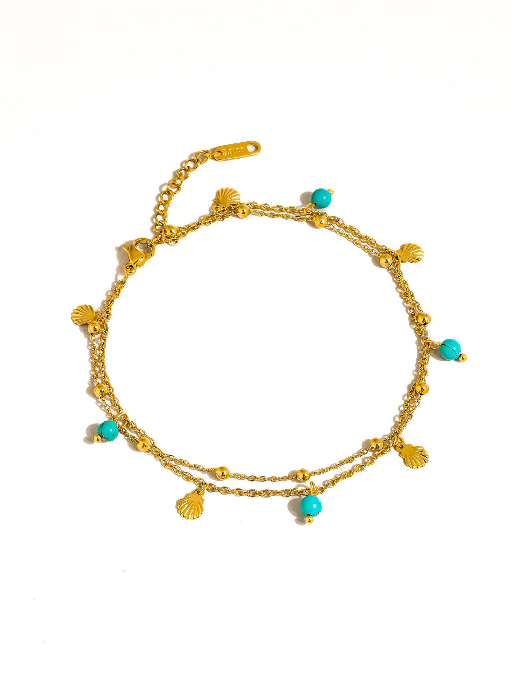 Zinnia Gold Non-Tarnish Beaded Shell Charm Anklets